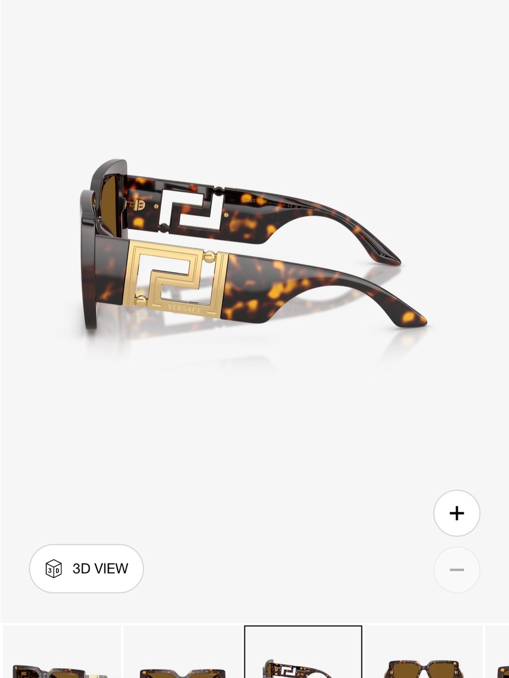 Versace Tortoiseshell Sunglasses with Gold Greek Key Temple